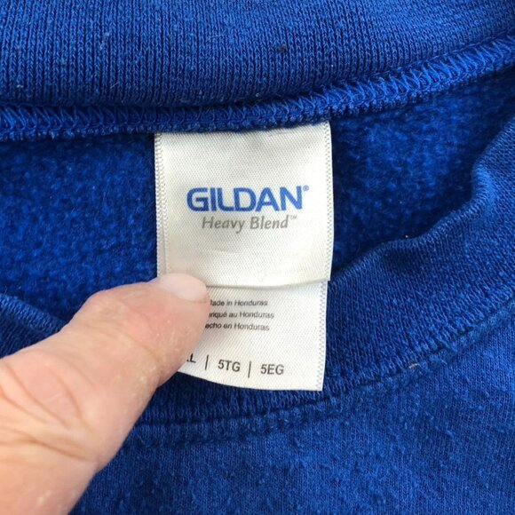 Gildan Mens Sweatshirt 5XL Crewneck Blue Heavy Blend Pullover Classic FLAWS - Picture 3 of 15